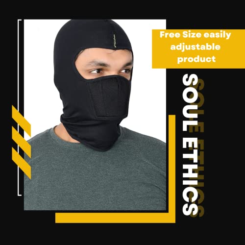 SOUL eTHICS Unisex Premium Cotton Breathable, Stretchable Full Face Mask for Winter, Dust, Cold, Protection, Bike Riding, Helmet Cap, and All Other Outdoor Activities (Full Rider Mask), Black - Image 2