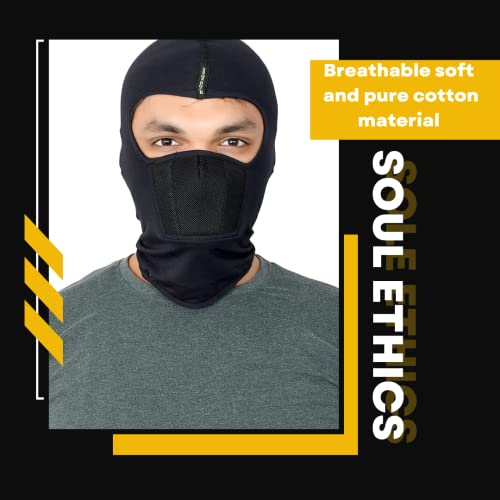 SOUL eTHICS Unisex Premium Cotton Breathable, Stretchable Full Face Mask for Winter, Dust, Cold, Protection, Bike Riding, Helmet Cap, and All Other Outdoor Activities (Full Rider Mask), Black - Image 4