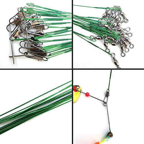FREGITO Stainless Steel Fishing Leaders, Fishing Leader Line with Swivels and Clips for Saltwater and Freshwater, 31LB Per Piece, 6", 7", 9", 10", 12" - Image 3