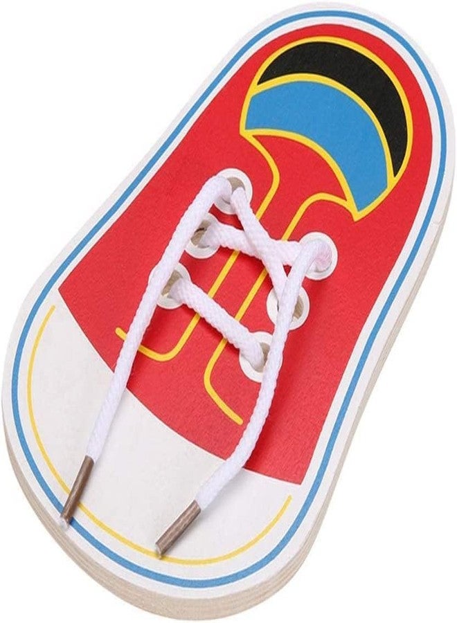 Jinshining 4 Pcs Shoes Learning Toy Kits Learn to Tie Your Own for Kids Practical Learning Toys for Young Children Training Board Kids Toddler Early Wooden Threading Lacing Shoes Craft Kits - Image 2