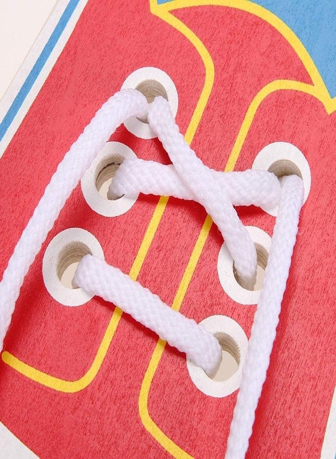 Jinshining 4 Pcs Shoes Learning Toy Kits Learn to Tie Your Own for Kids Practical Learning Toys for Young Children Training Board Kids Toddler Early Wooden Threading Lacing Shoes Craft Kits - Image 5