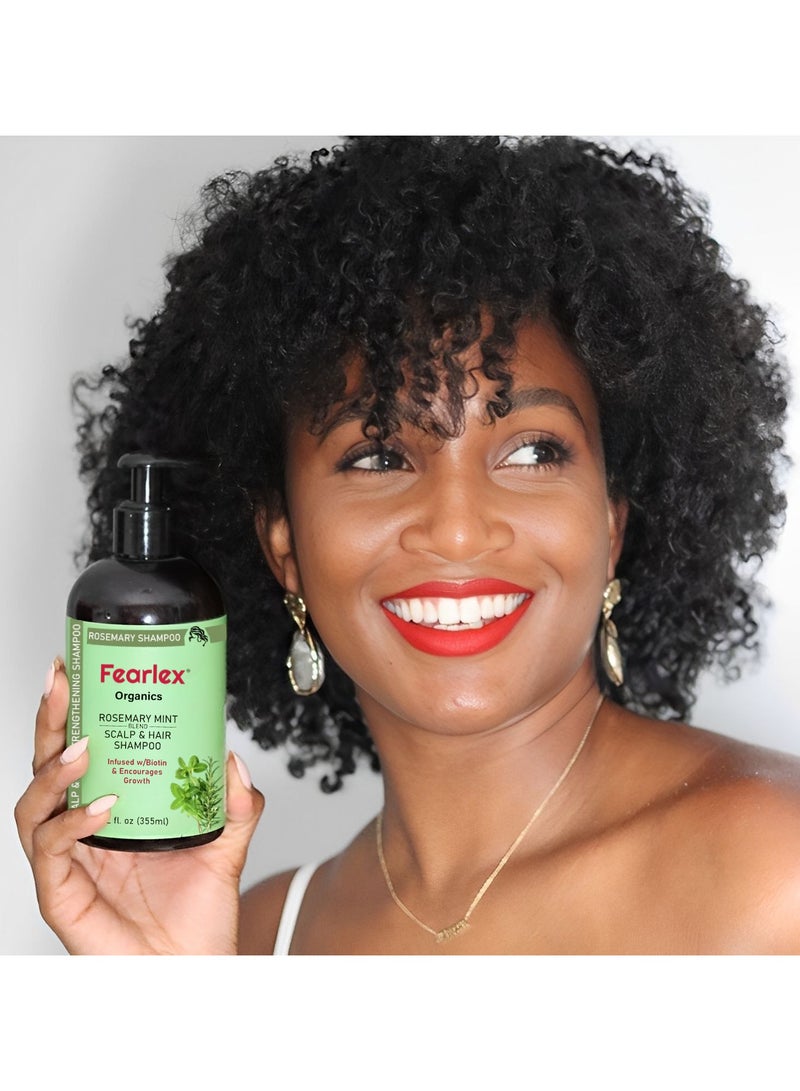 Fearlex ROSEMARY Mint Hair Strengthening Shampoo | Infused  with Biotin for Strengthening & Nourishing Weak and Brittle Hair 355 ml - Image 5
