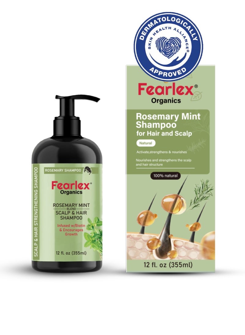 Fearlex ROSEMARY Mint Hair Strengthening Shampoo | Infused  with Biotin for Strengthening & Nourishing Weak and Brittle Hair 355 ml - Image 1