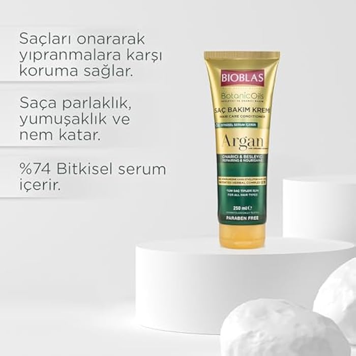 BIOBLAS Argan Oil Repairing Hair Conditioner for Women Natural Nourishing & Hydrating Treatment for Dry, Damaged Hair Paraben-Free Moisturizing Hair Care 250 ml - Image 3