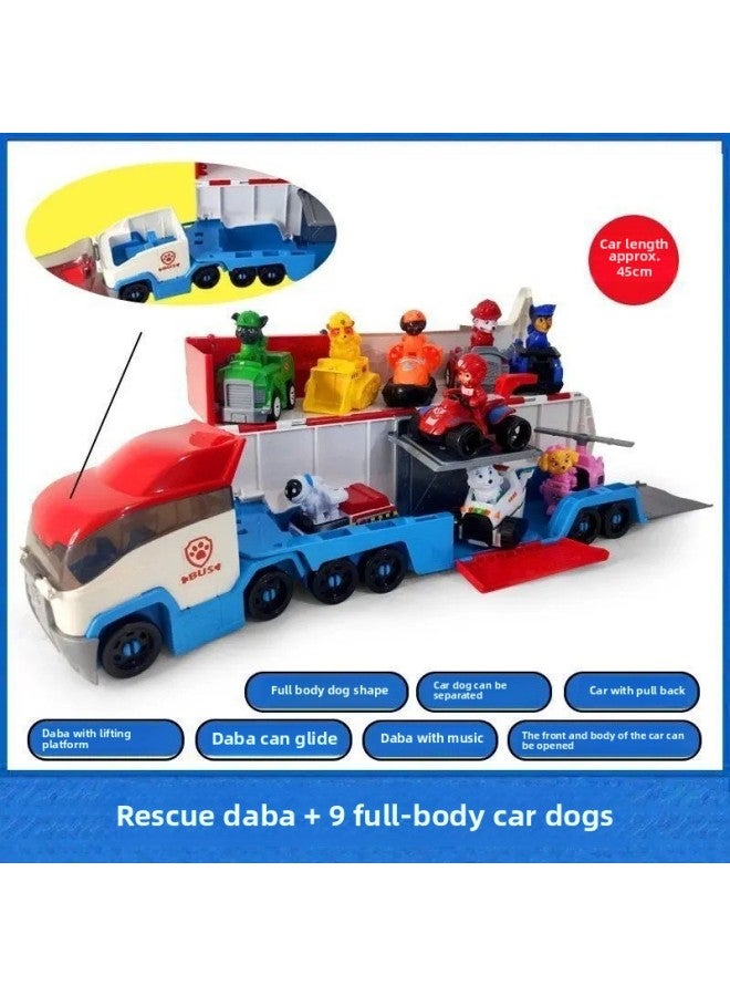 Wangwang Team Toy Litong Car Dog Full Set Watchtower Patrol Inertial Rescue Bus Sound And Light Watchtower Headquarters-Colour:Rescue Bus + 9 Types Of Full-body Dog Cars - Image 1