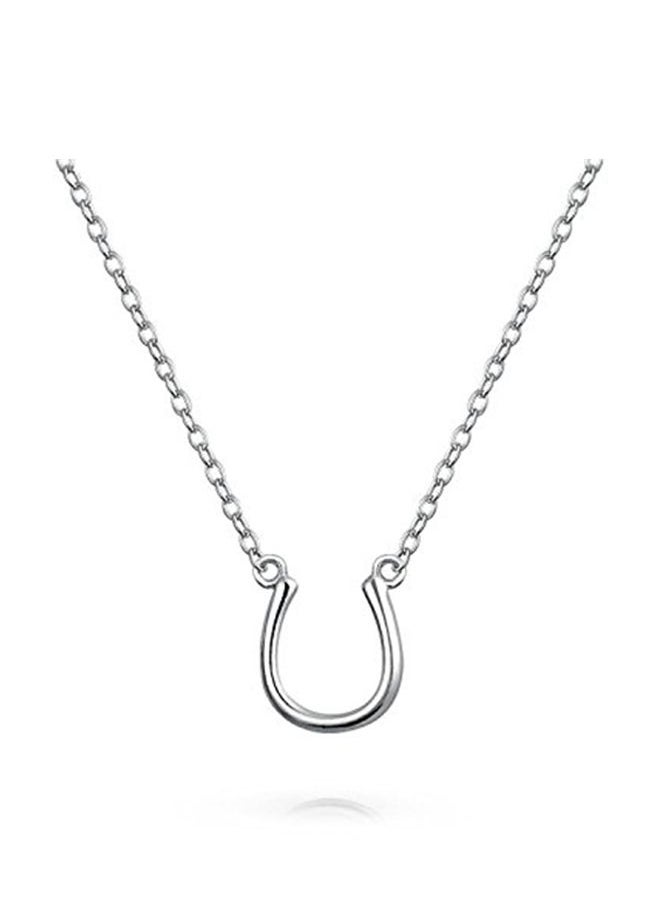 NIBEMINENT Lucky Horseshoe Rhoidum Plated Pendant Necklace Silver  - Image 1