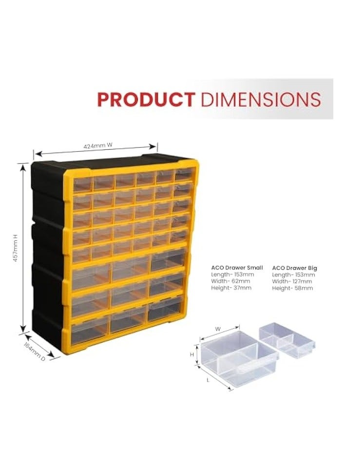 Plastics Component Organizer | Small Part Organiser | Jewellry Storage, Pharmacy Storage, Medicine Storage, Nuts, Screws and Bolts Storage | Multiple Drawers - 39 Drawers with Dividers  - Image 2