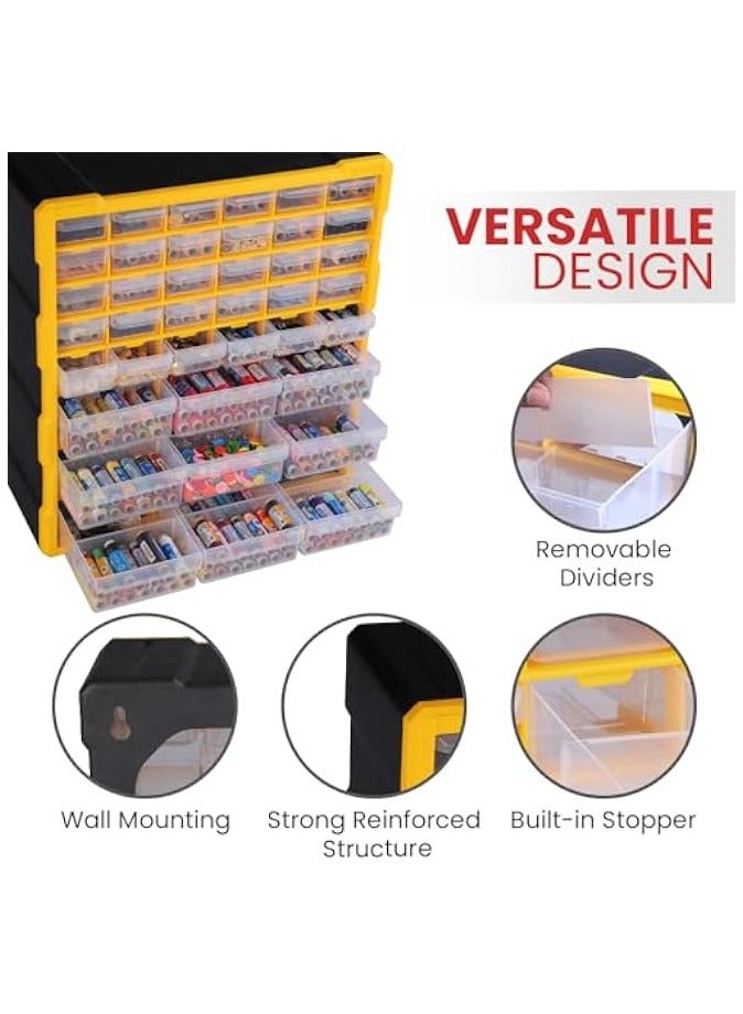 Plastics Component Organizer | Small Part Organiser | Jewellry Storage, Pharmacy Storage, Medicine Storage, Nuts, Screws and Bolts Storage | Multiple Drawers - 39 Drawers with Dividers  - Image 3