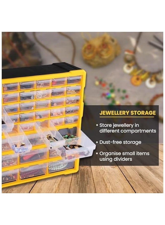 Plastics Component Organizer | Small Part Organiser | Jewellry Storage, Pharmacy Storage, Medicine Storage, Nuts, Screws and Bolts Storage | Multiple Drawers - 39 Drawers with Dividers  - Image 5