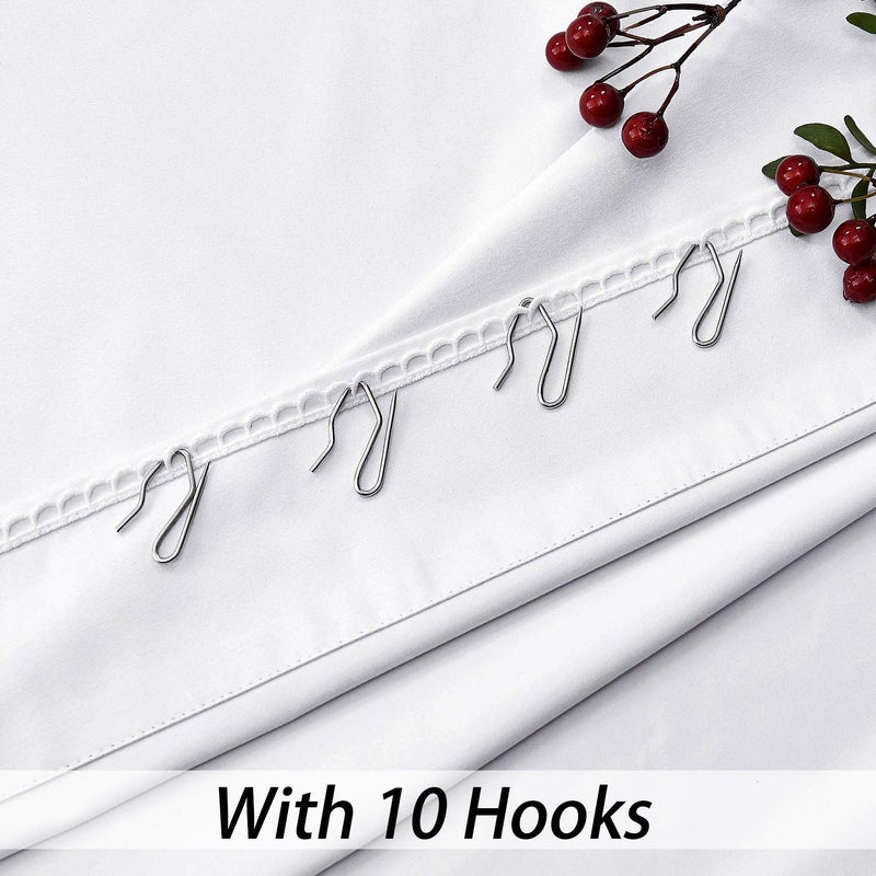 Central Park White Full Blackout Window Curtain Liner Panel Rod Pocket Bedroom Drape with 10 Hooks Microfiber Thermal Coating Noise Reducing Room Winter Cold Liner Window Treatment Sets 2 Panels (48""x81""x2  White) - Image 3