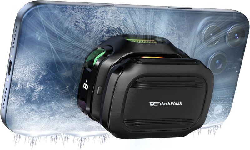 دارك فلاش مُبرّد هاتف محمول مغناطيسي من darkFlash للألعاب، مروحة تبريد محمولة للهاتف ببطارية قابلة لإعادة الشحن، مشعّ حراري للهاتف مع إضاءة RGB، متوافق مع أجهزة iPhone وSamsung وAndroid والآيباد والأجهزة اللوحية (DK-GT) - Image 1
