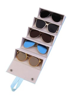 Generic Sunglasses Organizer with 5 Slots, Travel Glasses Case, Multiple Pairs Portable Eyeglasses Storage Box, PU Leather Hanging Wall Eyeglasses Storage (Blue)  - Image 4