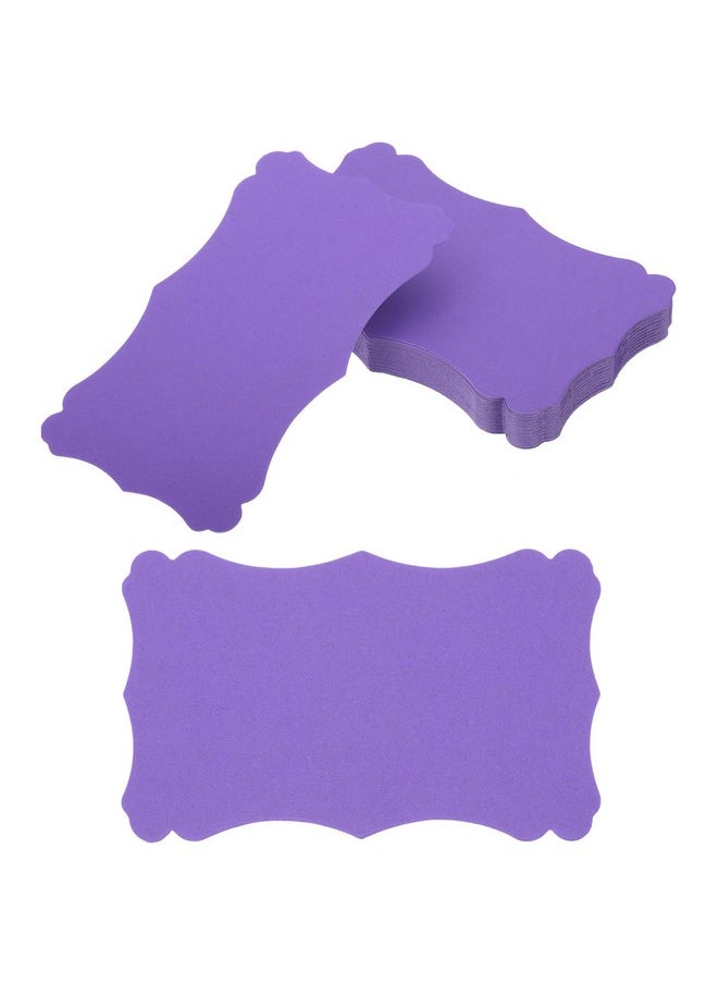 PATIKIL 3"X5" Blank Paper Business Cards, 50 Pack Small Index Flash Cards Words Message Note Card Mini Paper Tags Lace For Diy Gift, Purple  - Image 1