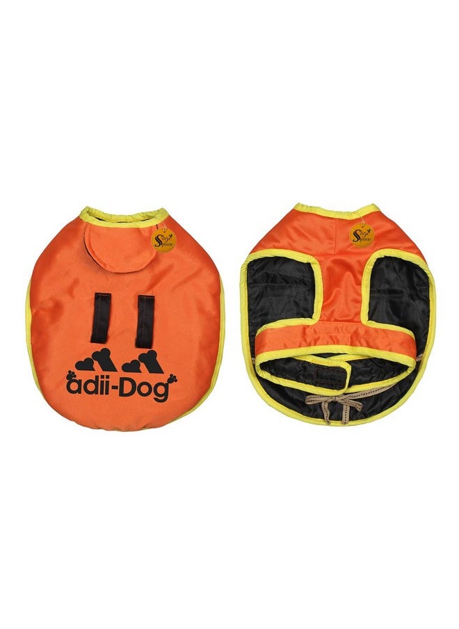 Sage Square Premium Print Warm Dog Coat - Stay Cozy And On-Trend During Chilly Seasons, Double Layered Dog Vest Coat (Small-Medium-16 Inches) (Orange)  - Image 4
