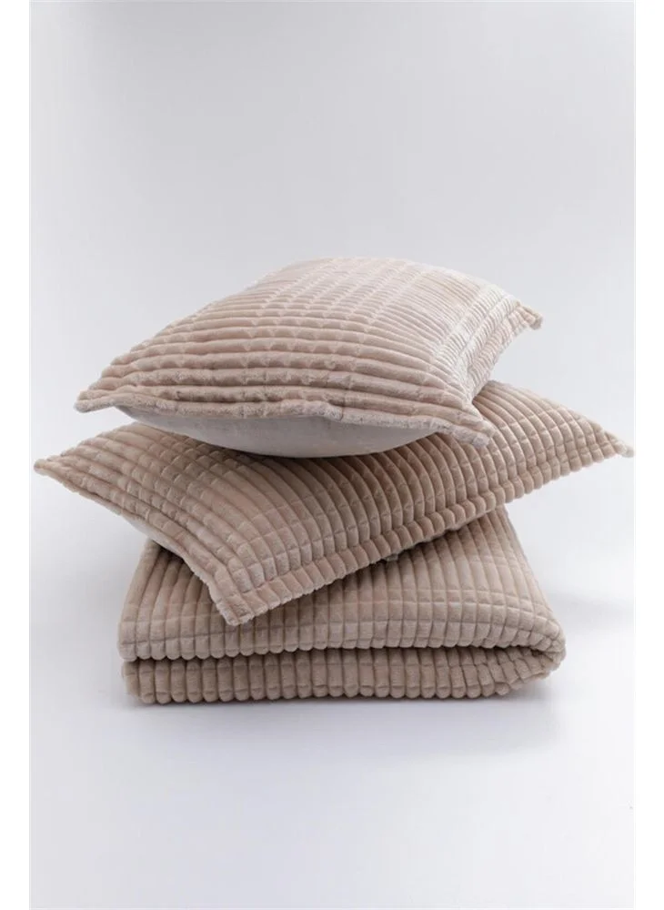 ميرينوس Modern Line 3 Piece Blanket Set (Double) Mocha