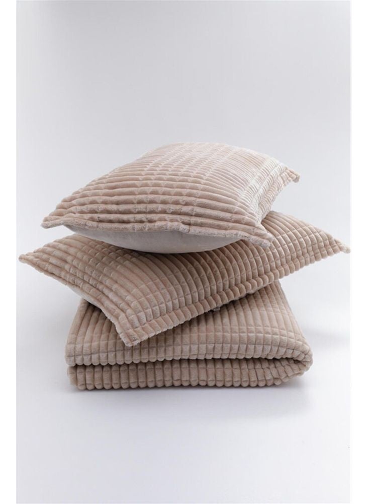 MERINOS - Modern Line 3 Piece Blanket Set (Double) Mocha - Image 1