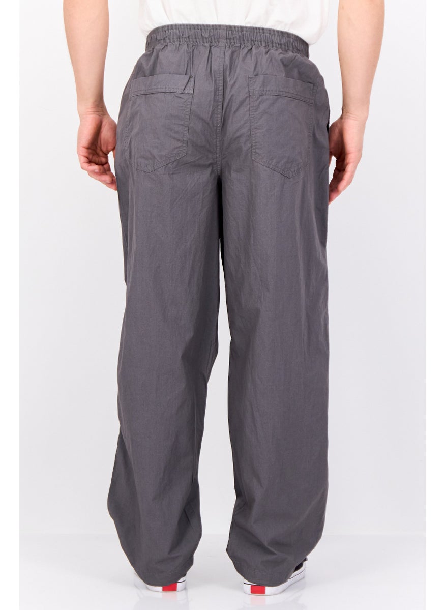Threadbare Men Relaxed Fit Plain Drawstring Skate Pants, Grey  - Image 3