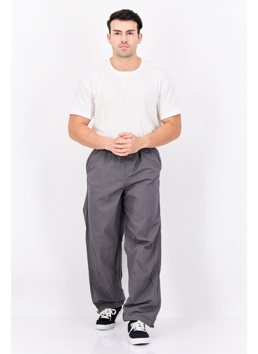Threadbare Men Relaxed Fit Plain Drawstring Skate Pants, Grey  - Image 4