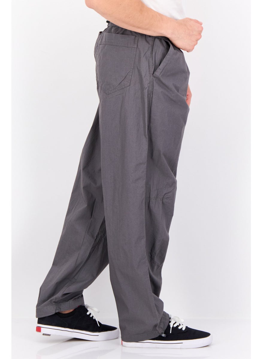 Threadbare Men Relaxed Fit Plain Drawstring Skate Pants, Grey  - Image 2