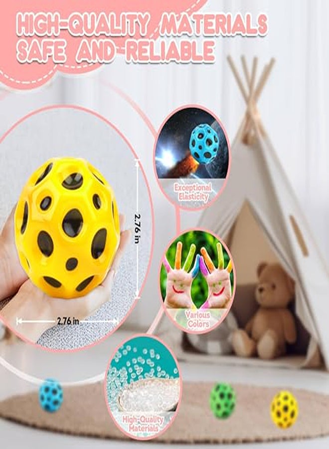 حزمة ChAusa مكونة من 3 كرات استرو للقفز، كرات نطاطة ذات طابع فضاء، كرة نطاطة صغيرة، كرة مطاطية عالية القفز، كرة فضائية، كرة القمر، مثالية كهدية لحفلات الأطفال (أصفر + أخضر + أزرق) - Image 2