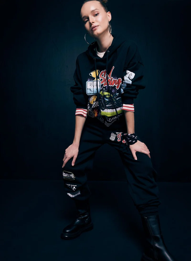 DeFacto Crew Neck Graphic Sweat Shirt