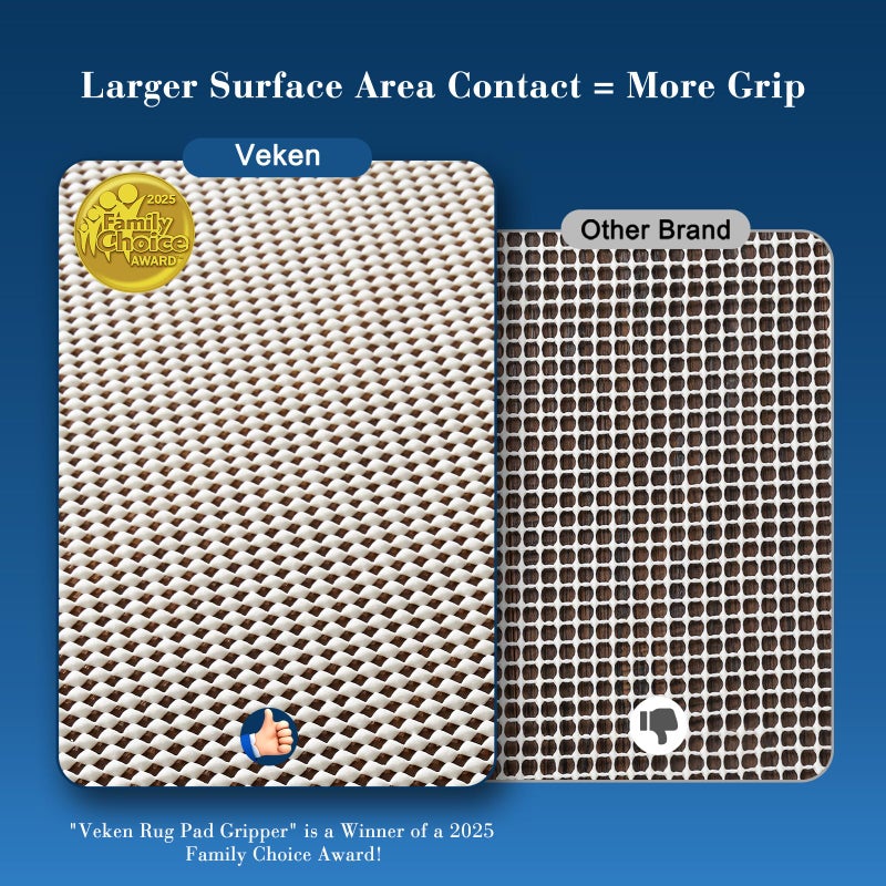 Veken 3x5 Ft Rug Pad Gripper for Hardwood Floors, Non Slip Rug Pads for Area Rugs, Thick Rug Grippers for Tile Floors, Under Carpet Anti Skid Mat, Keep Your Rugs Safe and in Place - Image 2