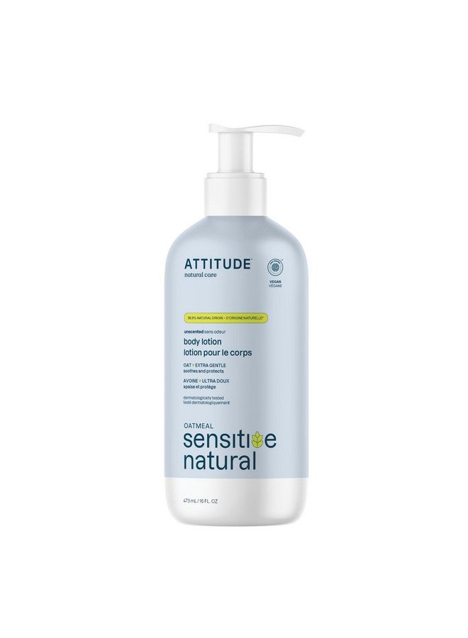أتيتود لوشن الجسم ATTITUDE للبشرة الحساسة مع الشوفان، معتمد من EWG، تم اختباره من قبل أطباء الجلدية، نباتي، لطيف للغاية، بدون رائحة، 16 أونصة سائلة - Image 1