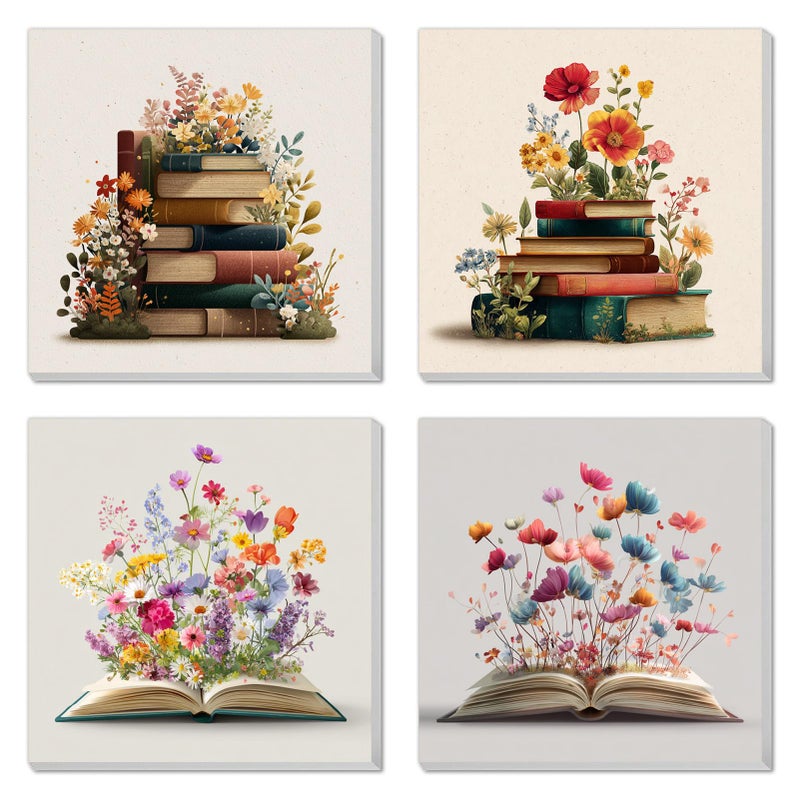 Banket 4 Pack Framed Paint by Numbers Kit for Adults Beginner Book Adult Paint by Number Kits on Canvas Flowers Painting by Numbers for Adults with Frame DIY Painting Kits for Home Wall Art 8x8 Inch - Image 1
