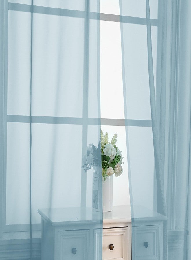OVZME Sky Blue Sheer Curtains 84 Inches Long 2 Panels - Soft Light Filtering Window Sheer Panels for Living Room/Bedroom, Top Dual Rod Pocket, 1 Pair, Each 42Wx84L Inches - Image 5