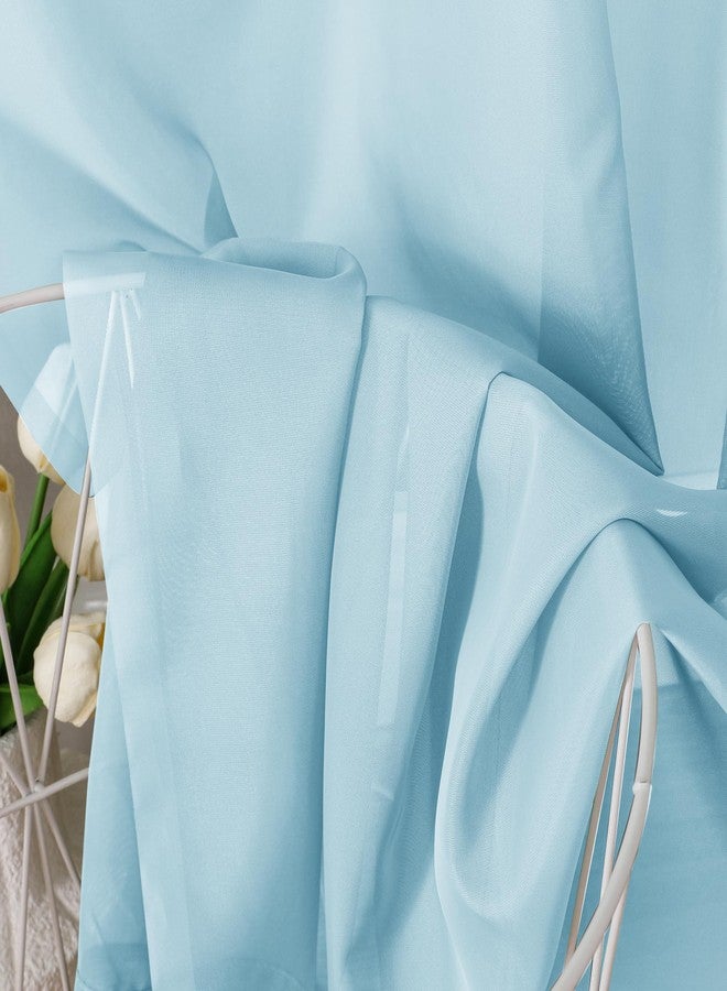 OVZME Sky Blue Sheer Curtains 84 Inches Long 2 Panels - Soft Light Filtering Window Sheer Panels for Living Room/Bedroom, Top Dual Rod Pocket, 1 Pair, Each 42Wx84L Inches - Image 3