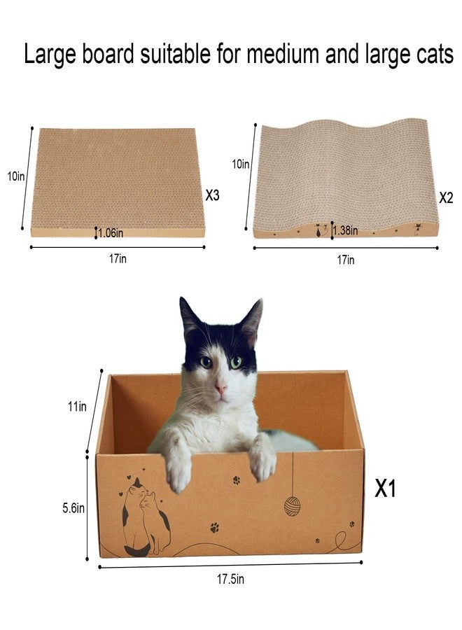 RUBMEOW Cat Scratcher Cardboard Scratch Pad for Indoor Cats and Kitty 5pcs - Image 5