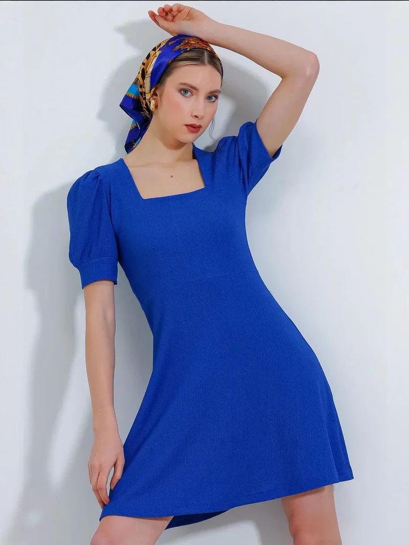 BIG DART BDART Textured Square Collar Mini Knit Dress