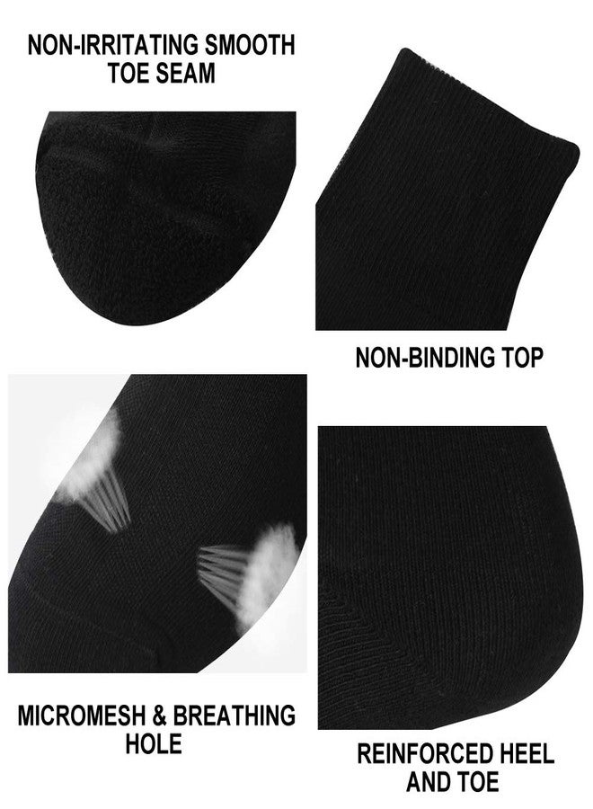 Facool Diabetic Crew Socks for Men Women, Non-Binding Loose Top Seamless Toe Moisture Wicking Soft Cotton Diabete Dress Quarter Long Neuropathy Socks, 6 Pairs White/Grey/Black Medium - Image 5