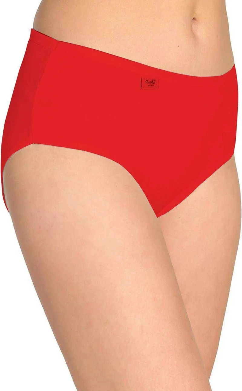 Tutku Passion 6 Pieces Passion Women High Waist Bato Thin Rubber Panties Red