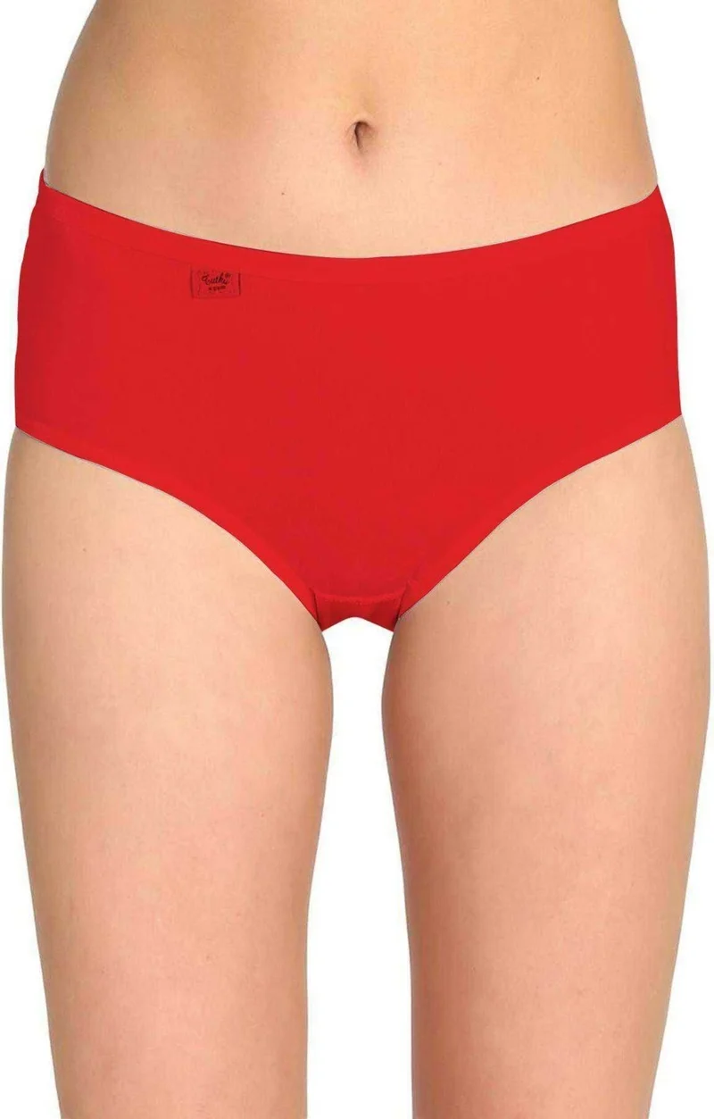 Tutku Passion 6 Pieces Passion Women High Waist Bato Thin Rubber Panties Red