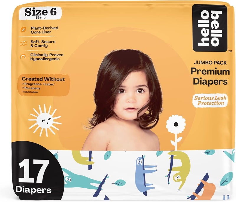 Hello Bello Premium Baby Diapers Size 6 I 17 Count of Disposeable ExtraAbsorbent Hypoallergenic and EcoFriendly Baby Diapers with Snug and Comfort Fit I Sleepy Sloth - Image 1