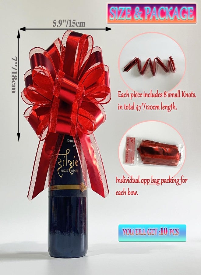 AKLVBL 10 Pack Large Pull Bows with Ribbon, Gift Wrap Bows for Wedding, Parties & Presents (Red) - Image 3