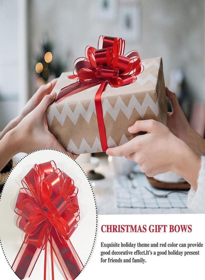 AKLVBL 10 Pack Large Pull Bows with Ribbon, Gift Wrap Bows for Wedding, Parties & Presents (Red) - Image 4