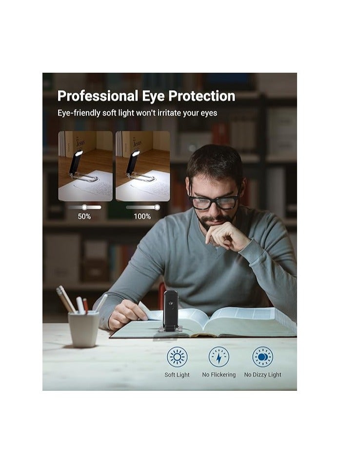 HH DEWENWILS LED Book Light USB Rechargeable Reading 2 Brightness Levels, Clip on for Reading in Bed, Eye Care Lamp for Kids, Bookworms (Black), HBRL01A - Image 2