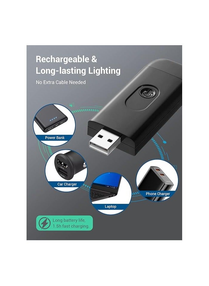 HH DEWENWILS LED Book Light USB Rechargeable Reading 2 Brightness Levels, Clip on for Reading in Bed, Eye Care Lamp for Kids, Bookworms (Black), HBRL01A - Image 3