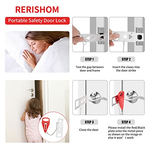 Rerishom Portable Door Lock Extra Lock for Additional Privacy and Safety in Home,Hotel and Apartment,Prevent Unauthorized Entry,Protect Family Security in Traveling,Home,Bedroom,Hotel,Apartment,AirBNB-4 Pack - Image 2