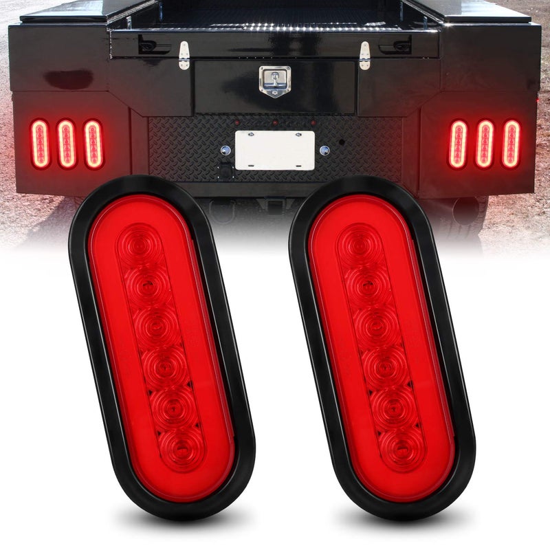 أضواء خلفية LED حمراء بيضاوية Aaiwa 6 2PCS لمقطورة مع مصدات سطحية