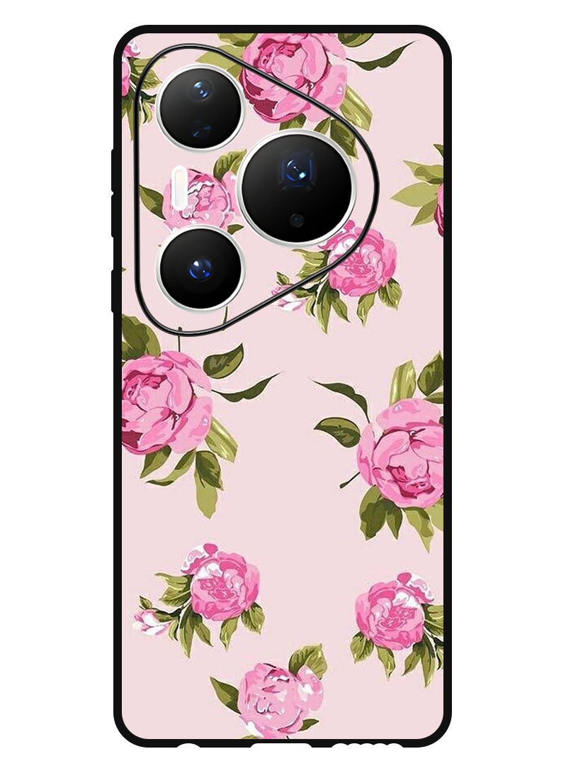 Theodor Case Compatible with Huawei Pura 80 Pro Plus 6.8 Inch Protection Shockproof Bumper Cover Hand Painting Pink Flower - Image 1