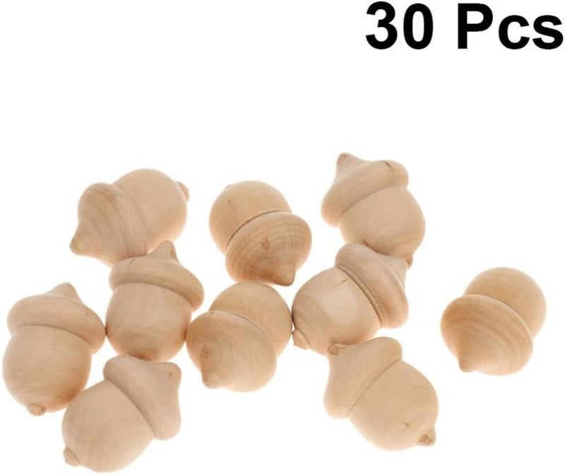 comfrt Unfinished Wood Acorn DIY Natural Wooden Acorn for Arts and Crafts for Children Kid Graffiti Rustic Wedding Party Decorations 30pcs - Image 2