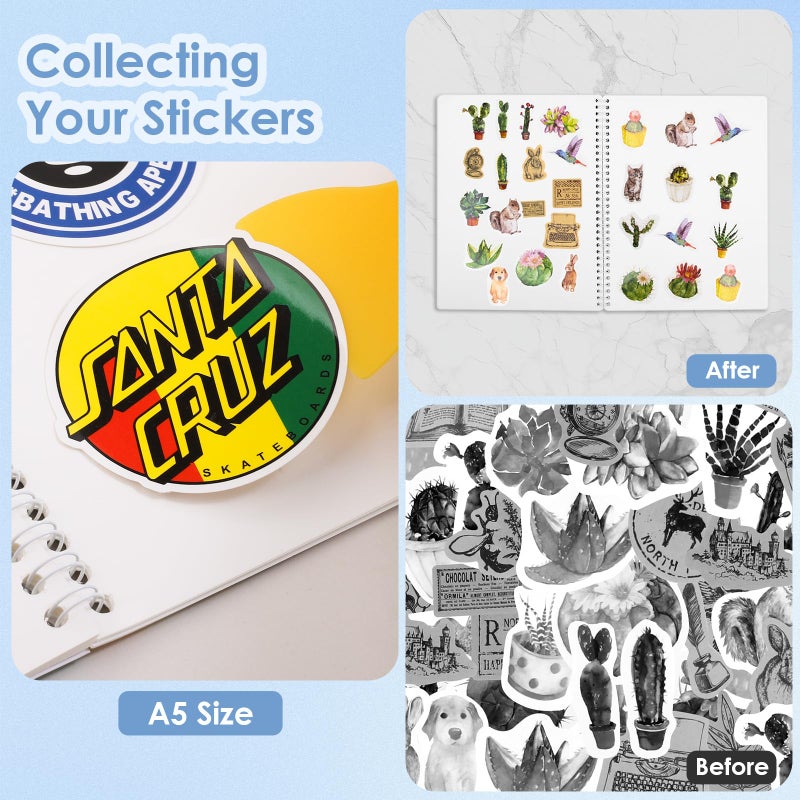 UFU 2 Pack Reusable Sticker Book Collecting Album Sticker Storage Organizer Book with 32+32 Blank Release Paper A5 Size Sticker Holder Collection - Image 5