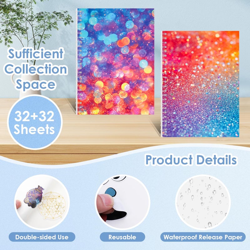 UFU 2 Pack Reusable Sticker Book Collecting Album Sticker Storage Organizer Book with 32+32 Blank Release Paper A5 Size Sticker Holder Collection - Image 4