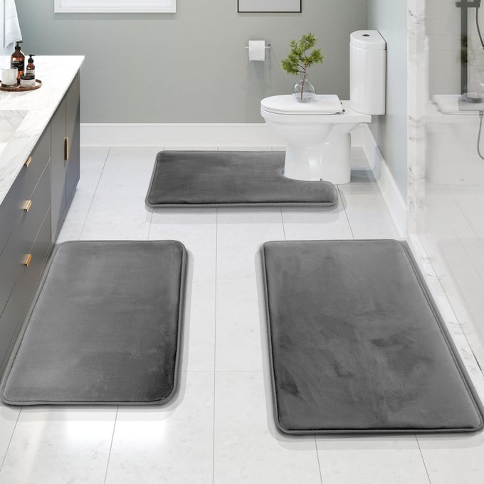 BATHROOM RUGS VELVET MEMORY FOAM BATH MAT NONSLIP BATH RUGS MACHINE WASH DRIES QUICKLY ULTRA SOFT PLUSH BATH MATS FOR BATHROOM
