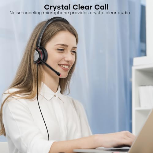 MKJ Telehone Headset for Cisco IP Phone, Wired Headphone with Microphone Noise Cancelling, Office Phone Headset with RJ9 Jack for Cisco CP-7821 7841 7861 7942G 7945G 7960G 7965G 7970G 8841 8865 9975 - Image 4