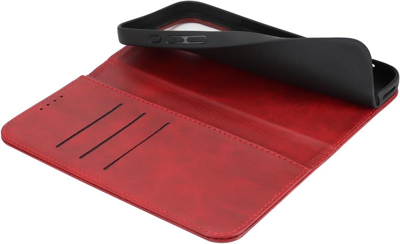 iCoverCase for iPhone 16 Pro Wallet Case with Card Holder, PU Leather Magnetic Kickstand Feature Shockproof Protective Flip Cover Case - Red - Image 5