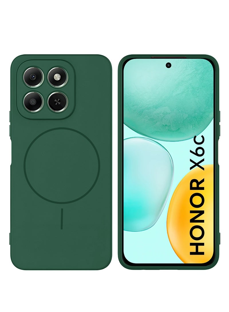 Wtech Honor X6c 4G 2025 Premium Liquid Silicone Compatible With Thin Magsafe Ring Case Cover (MCMPMN) - Dark Green - Image 1